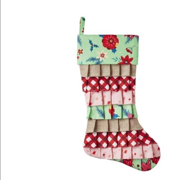 The Pioneer Woman Holiday Floral Ruffle Christmas Stocking - Picture 2 of 5